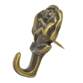 Hillman Rose Push Pin Hanger, Antique Brass Plated, 3 Pack 122292