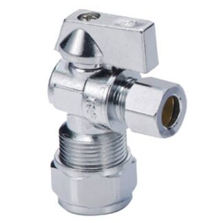 aqua-dynamic 1990-102 Angle Stop Valve, 5/8 x 3/8 in Connection, Compression, 200 psi Pressure, Brass Body